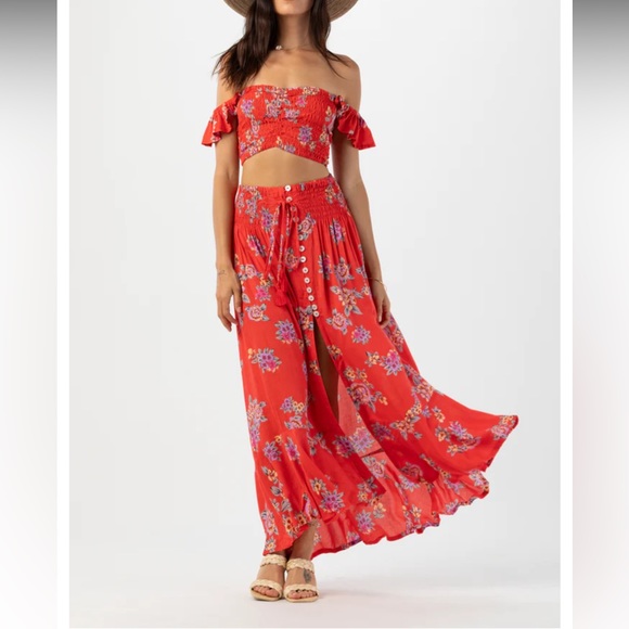 Tiare Hawaii Red Floral Maxi Dress - Picture 1 of 5